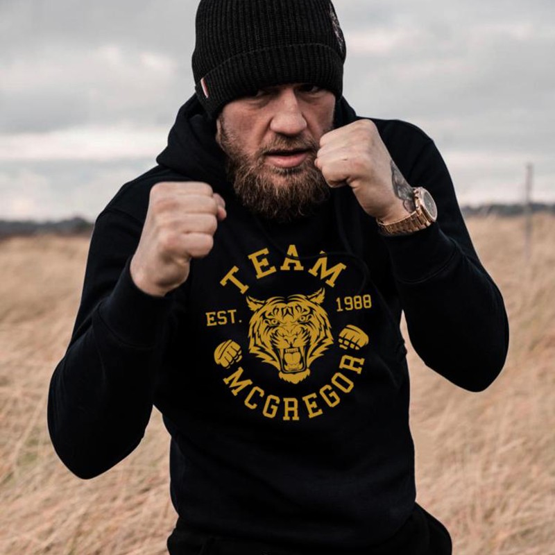 ufc嘴炮康纳麦格雷戈加绒卫衣mma健身老虎长袖套头男搏击格斗训练上衣