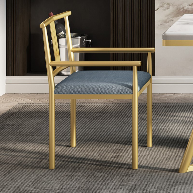 信合优尚中式餐椅金属茶桌椅子家用书房办公现代简约休闲扶手椅子靠背