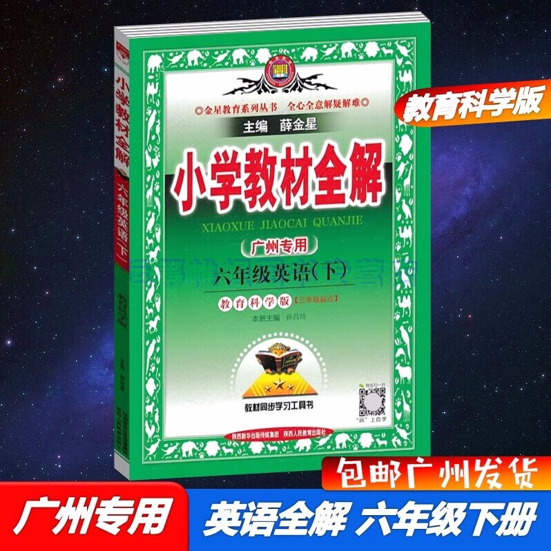 包邮2023春广州专用版薛金星小学教材全解英语6六年级下册配教科版教育科学版JK版同步教材解读主编薛金星