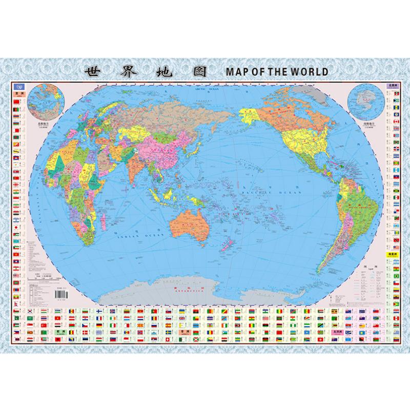 世界地图 升级版 1.06米*0.76米（袋装 学生教室家用商务办公室地图 袋装）