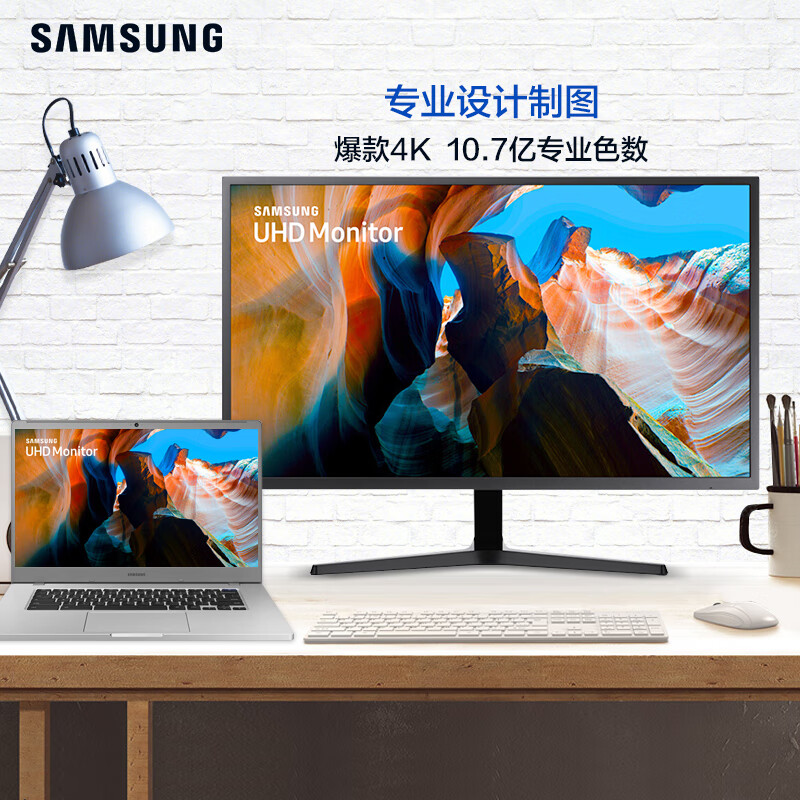 三星（SAMSUNG）31.5英寸 4K 10.7亿色 同屏双信号 爱眼 FreeSync 壁挂 HDMI 专业显色显示器（U32J590UQC）
