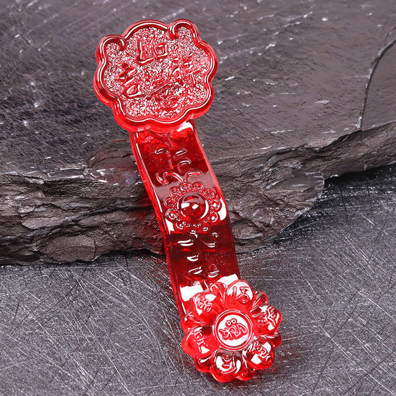 招财如意摆件水晶摆件多色可选家居装饰开业礼品馈赠佳人 大红色如意水晶 11*3.6