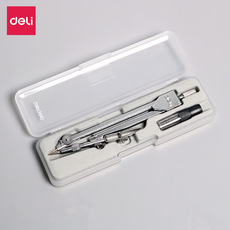 得力金属不锈钢圆规尺子专业绘图数学考试学生用制图作 两件套圆规(多