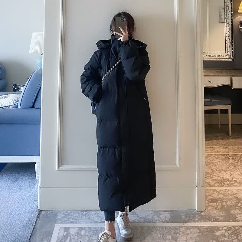 mzploi羽绒服女2021年冬装韩版过膝超长款到脚踝学生中 黑色 s