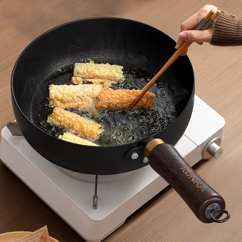 康佳（KONKA）炒锅铁锅不粘锅厨房炒菜锅家用平底煎炒锅易洁少油烟磁炉燃气通用 锻打小炒锅玻璃盖 20cm