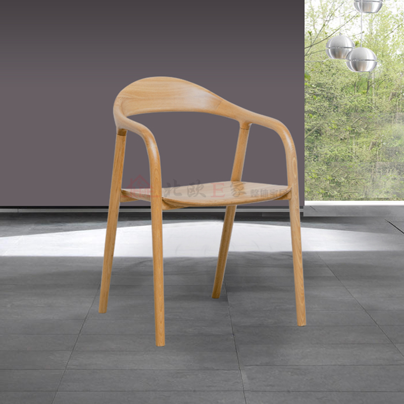北欧E家时尚榆木系列餐椅现代简约风格餐厅家具