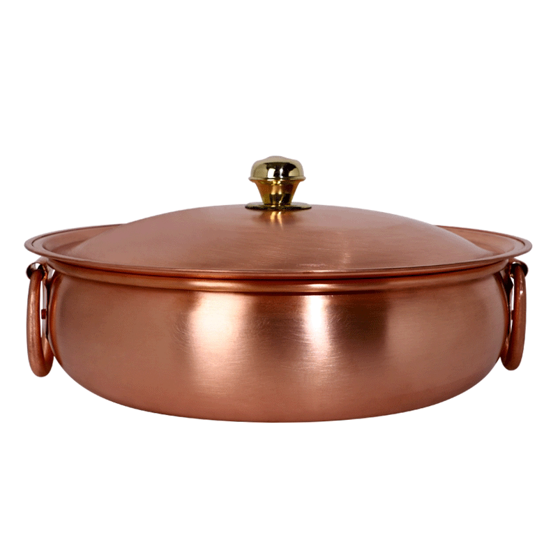 电磁炉燃气鸳鸯纯铜锅涮羊肉熬汤大铜盆 28厘米清汤锅(光面铜色锅)