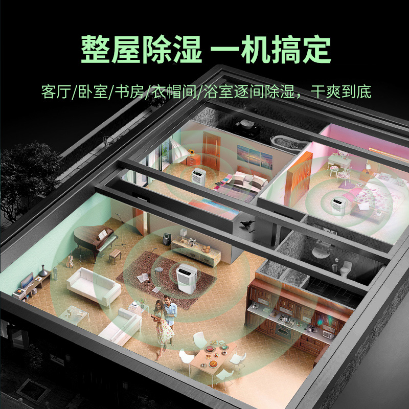 志高（CHIGO）除湿机抽湿机 家用地下室用除湿量12L/天适用160平 负离子净化干衣机除湿器 12L-6小时1度电