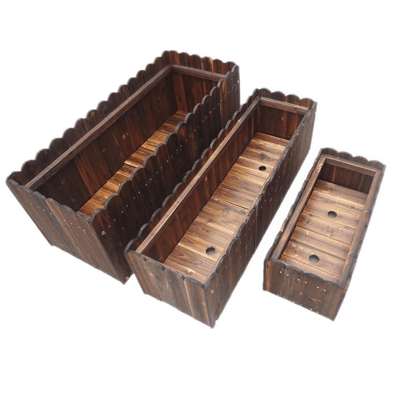 晶琳室外防腐木花箱戶外陽臺種菜盆碳化種植箱長方形花盆實木花箱 長寬高100*40*30cm