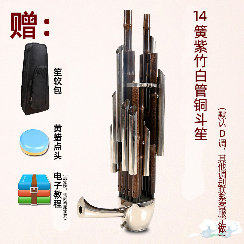 贤怀达笙乐器初学者14簧方笙17簧21簧圆笙降b降ced调初学笙乐器 14簧