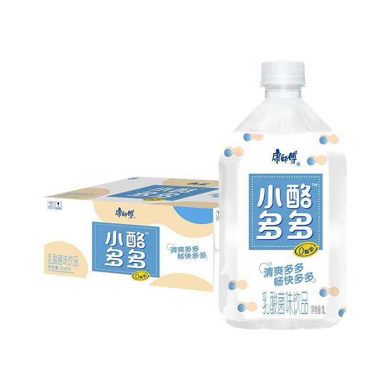 康师傅小酪多多乳酸菌风味0脂酸奶味饮料500ml*15瓶装1升大瓶装 原味