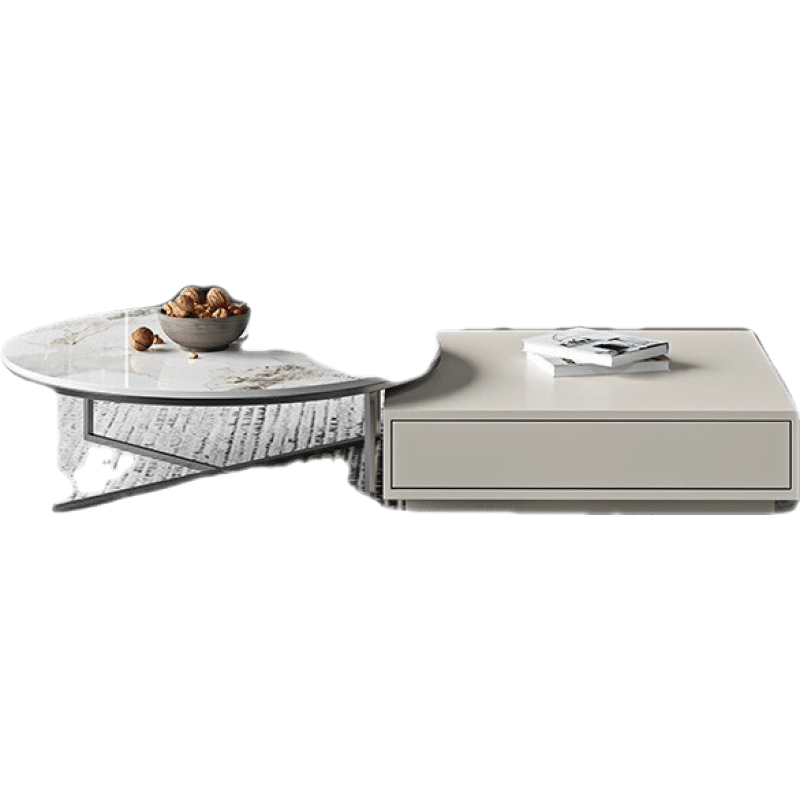 季勤 茶几 茶几轻奢现代小户型客厅简约家用设计师款大小岩板茶几电视柜组合现代简约家具北欧 【亮光岩板】茶几组合