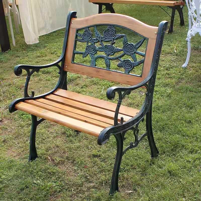 休闲铸铁长排凳工地景区休息室铁艺椅子 小玫瑰单人椅(14kg加重腿)