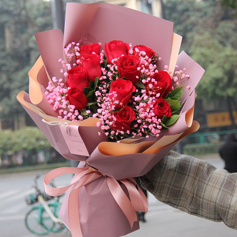 银川鲜花同城速递花店送花配送红玫瑰花束礼盒订花快递生日送女友 a款