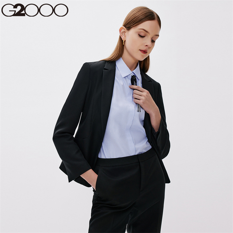 g2000女装西服2022年夏季商务通勤一粒扣修身西装上衣21711042 黑色