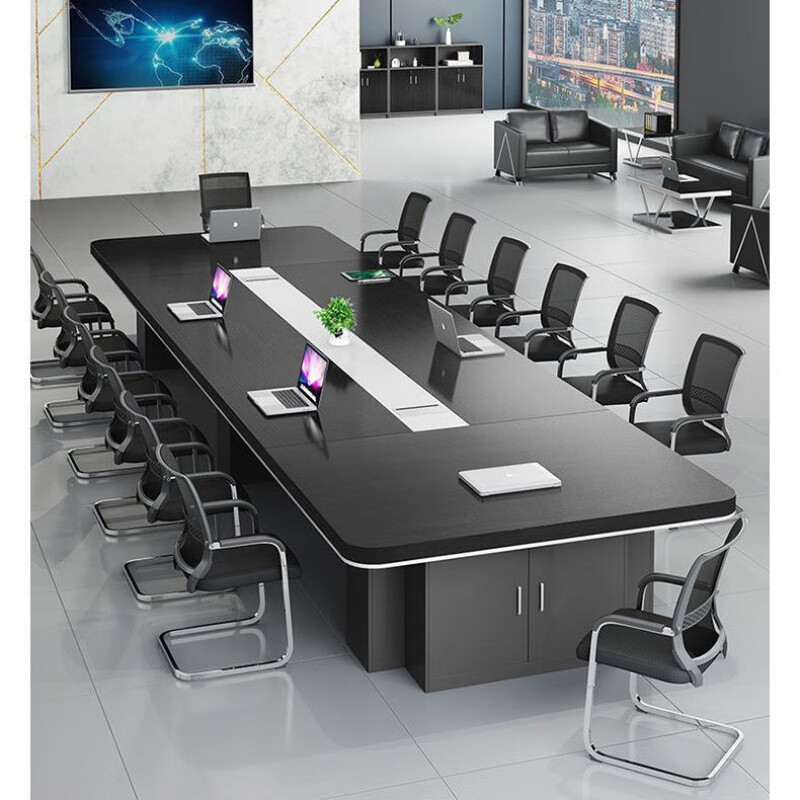 义野雅岛  大型会议桌长桌简约现代办公家具培训桌洽谈桌会议室长 1.