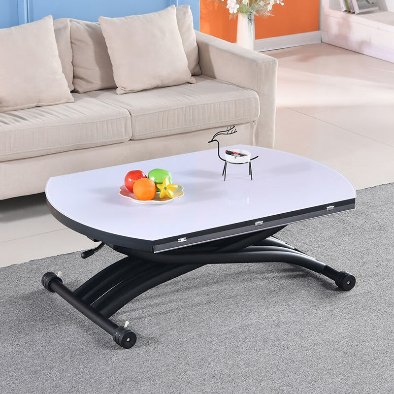 麦凯瑞 圆形多功能折叠升降茶几餐桌两用一体小户型简约客厅餐台带轮