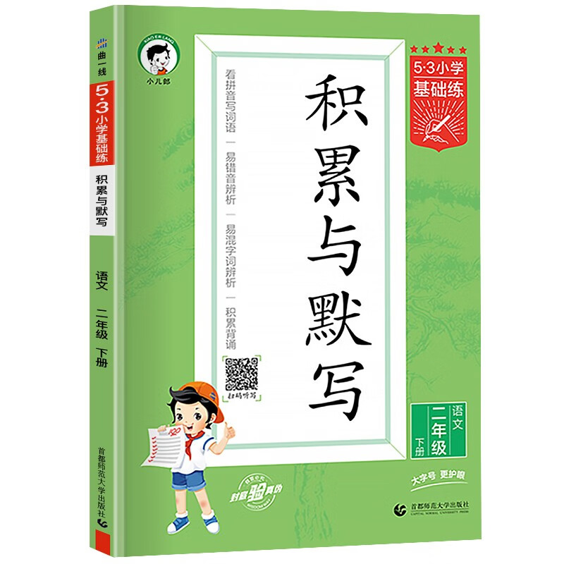 2023新版53积累与默写二年级下册语文部编人教版53小学基础练2下汉语拼音教材同步训练专项练习题册
