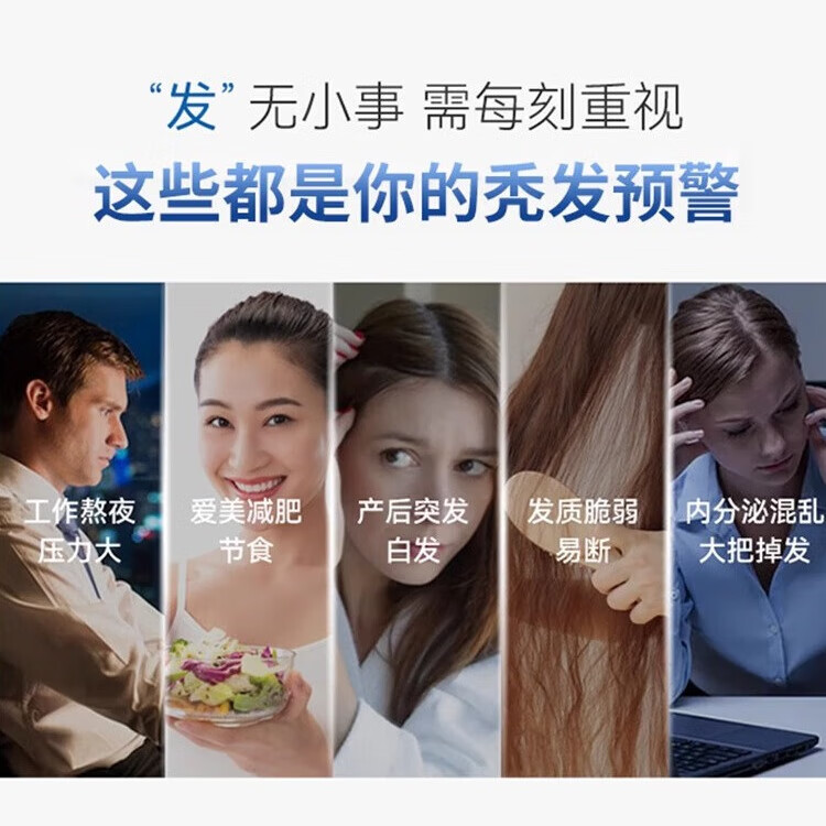 norvikon美国进口生物素防脱发掉发白发复合多种维生素b7b6胶囊生发CL 60粒*3瓶 解决脱发白发 发量浓密