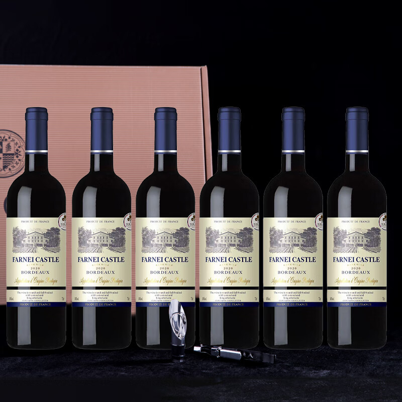 方尼堡法国原瓶进口【波尔多AOP级】红酒14度干红葡萄酒6支礼盒装 方尼堡珍酿系列750ML*6支装