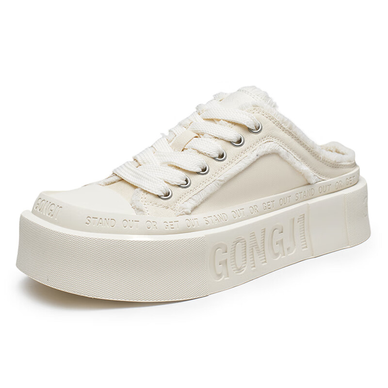 共迹gongji孟子义同款26春夏新款半拖鞋女外穿板鞋男凉鞋休闲帆布鞋女鞋 栀子白 /偏大半码 36 （233mm）