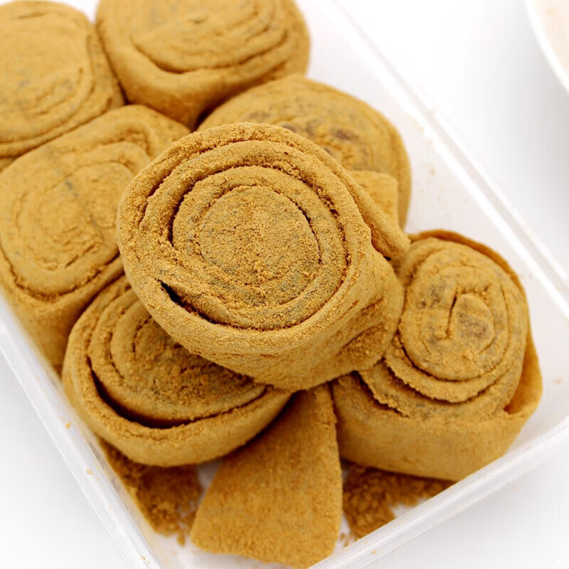 虎钢馋豆面卷东北特产老北京糍粑糯米糕豆沙卷熟黄豆粉驴打滚500g