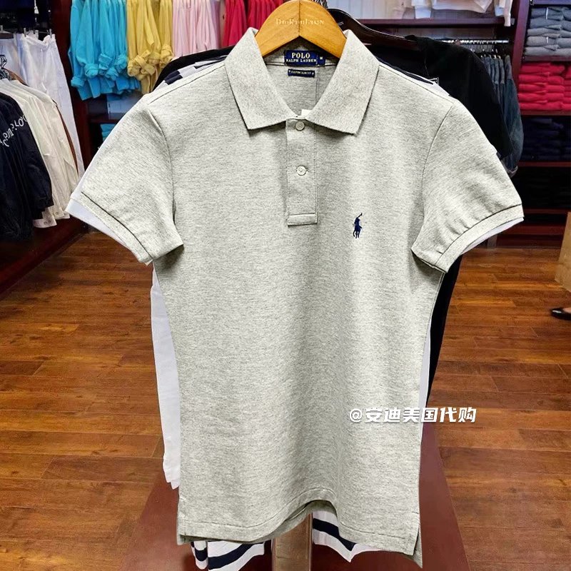 lauren ralph lauren拉夫劳伦女装小马标保罗短袖修身翻领polo衫 灰色