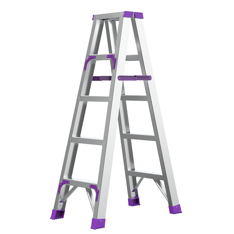 创硕 梯子家用折叠工程梯室内铝合金楼梯人字梯多功能加厚便携爬梯 【五步梯】加强款铝合金1.5米