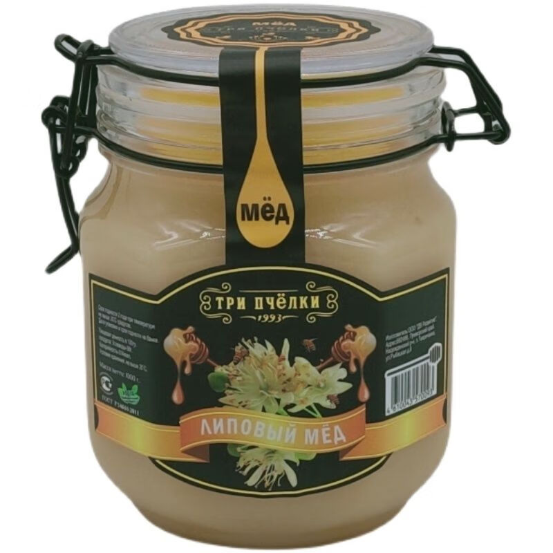俄罗斯进口特里普乔卡三只蜜蜂牌椴树蜜蜂蜜营养健康食品 1000克 特里普乔卡椴树蜜一瓶1000克