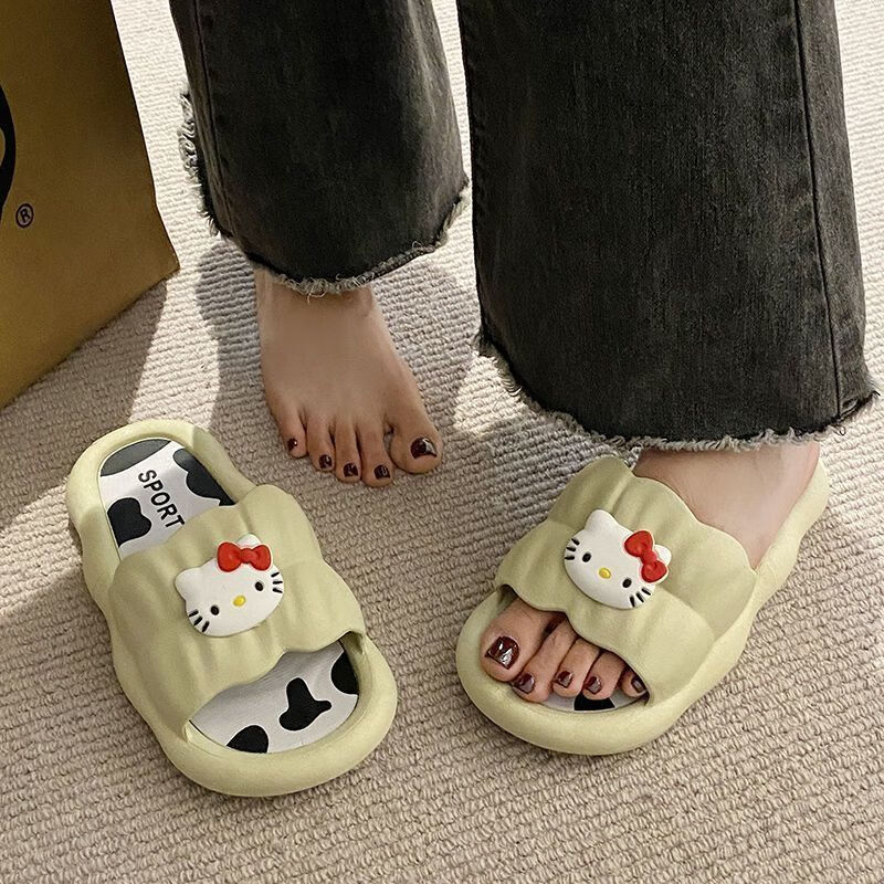 金盈姿可爱卡通kt猫外穿hellokitty拖鞋女厚底踩屎感洗澡室内防滑拖鞋 主图款 38-39 【适合37/38】