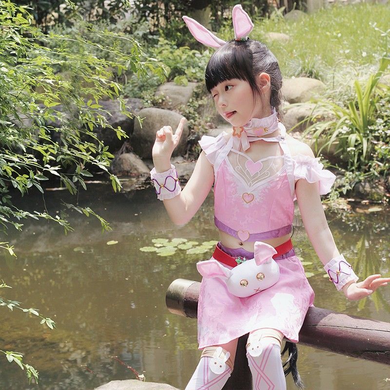 小五的裙子 斗罗儿童小舞cos服衣服兔子包包耳朵假发辫唐三cosplay服