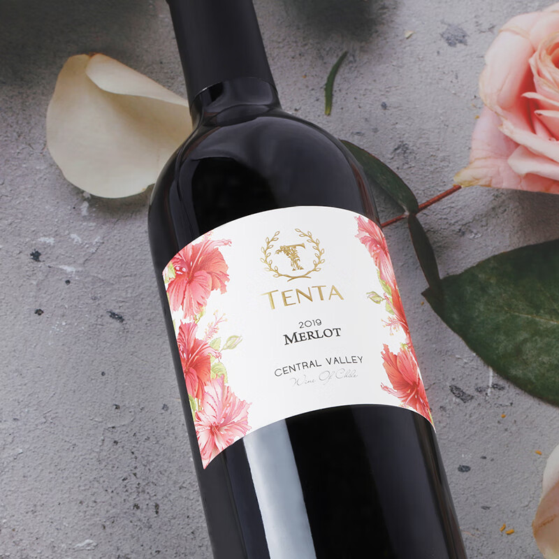 天帕智利中央山谷原瓶进口花标梅洛干红葡萄酒750ml整箱中秋送礼 6瓶装【赠海马刀】