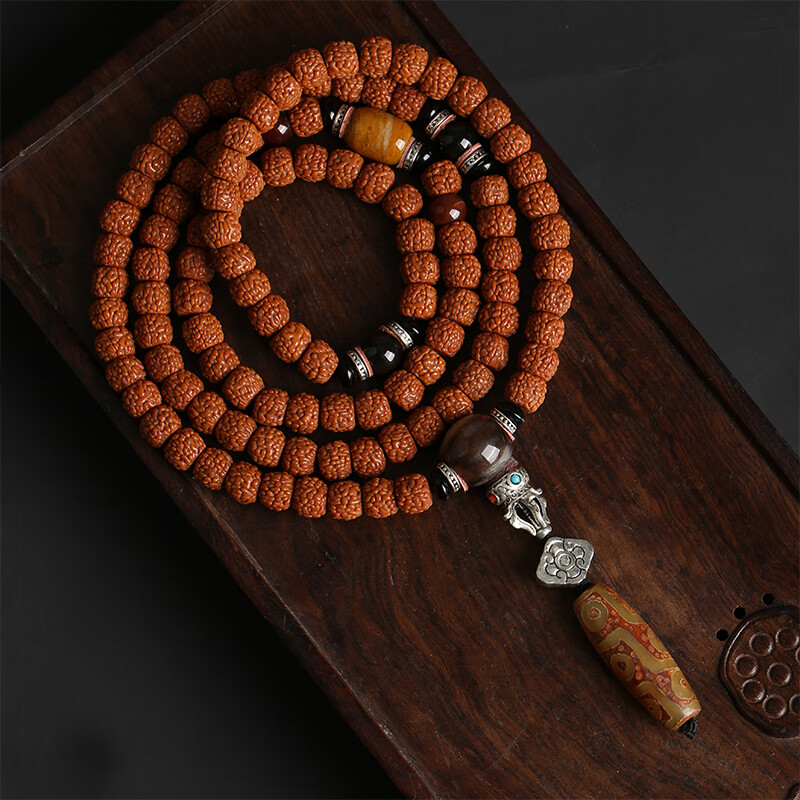 允茹藏式龙鳞纹108颗小金刚菩提手串 文玩佛珠菩提子男士手链原籽项
