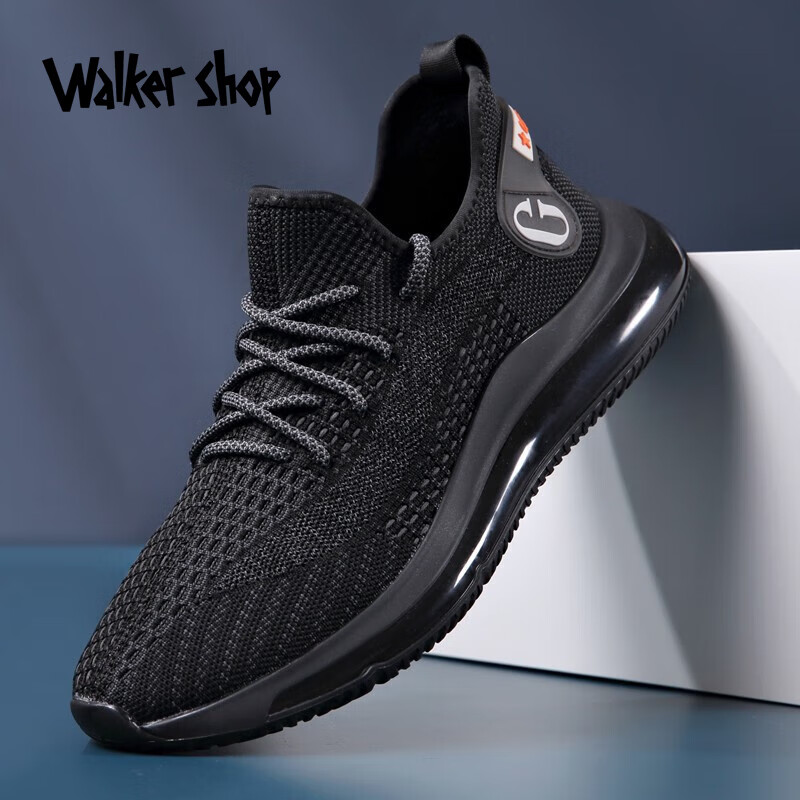 walker shop奥卡索男士运动休闲鞋2023年春季新款飞织网面鞋透气潮男