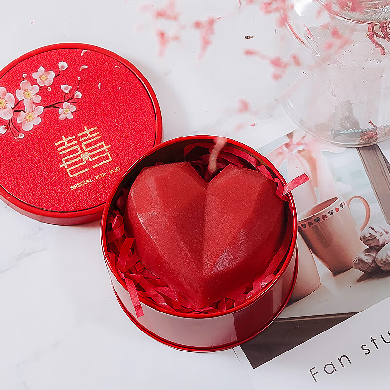 指尚美结婚喜庆红色香皂手工精油皂爱心伴手礼婚庆礼品皂创意造型皂