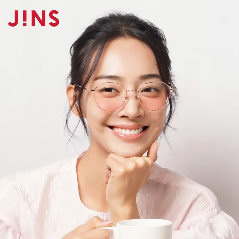 睛姿（JINS）清新甜美腮红眼镜平光镜金属框配腮红美颜镜片LMF22S147 02玫瑰金怎么样,好用不?