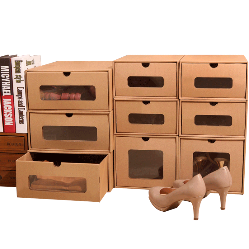 QDZX 男鞋A款10个装鞋盒鞋柜透明抽屉式纸盒整理盒加厚桌面收纳盒鞋子
