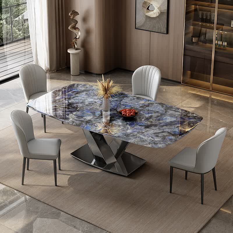 户型家用简约微晶石石长方形岩板西餐 【超晶石桌面】单餐桌(不含餐椅