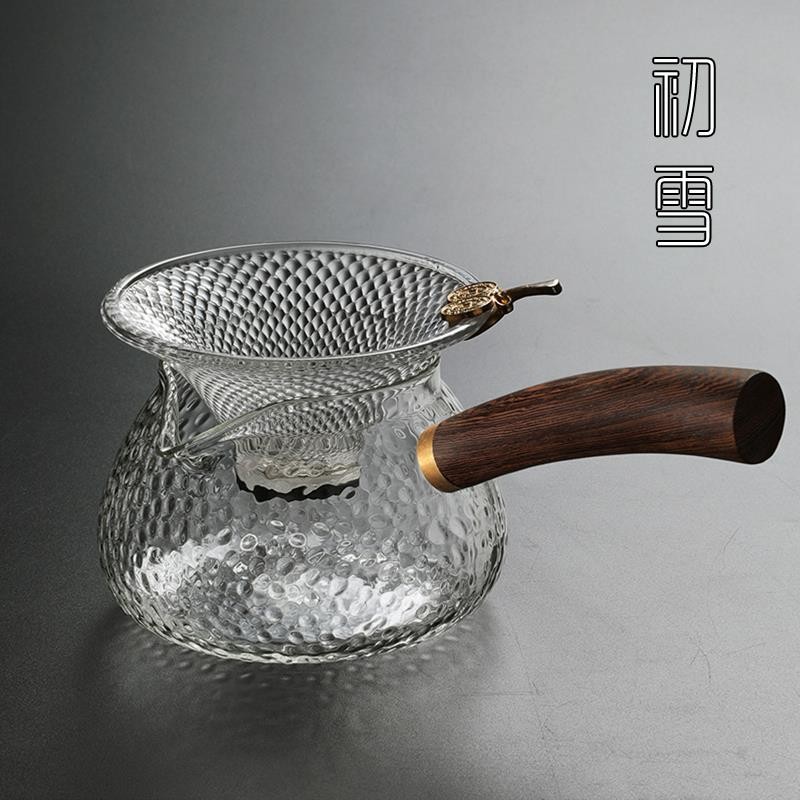 初雪 公道杯加茶漏三件套装侧把公杯茶滤玻璃分茶器茶海锤纹功夫茶具 七星公杯+雀翎茶滤+茶托高性价比高么？