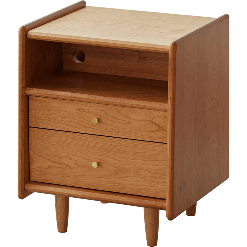 良工床頭柜臥室北歐收納柜日式櫻桃木簡(jiǎn)約現代二斗柜抽屜式小戶(hù)型 櫻桃木寬床頭柜(寬440mm)