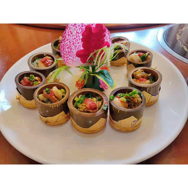 酒店宴席特色菜半成品竹筒虾仁扇贝肉粉丝海鲜私房菜蒸菜荤菜700g