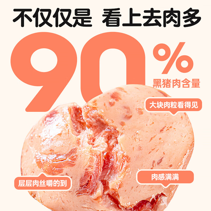 花田熊儿童午餐肉≥90%黑猪肉含量小孩营养早餐食品0添加防腐剂独立包装 【黑猪肉含量≥90%】1桶/8片