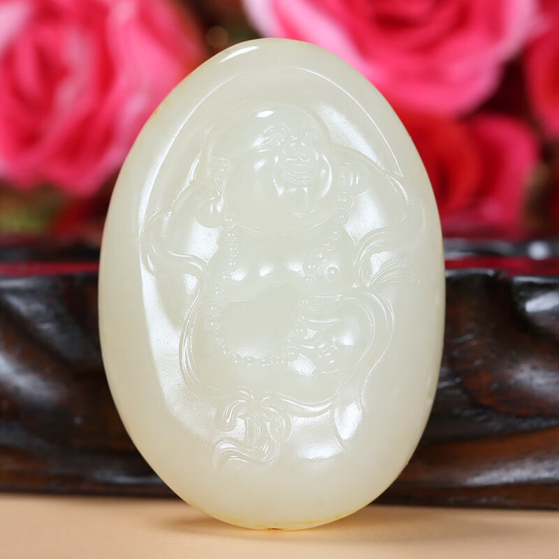 皇贵人珠宝严选和田玉籽料羊脂玉笑佛公吊坠 苏州玉雕大师万子涵作品