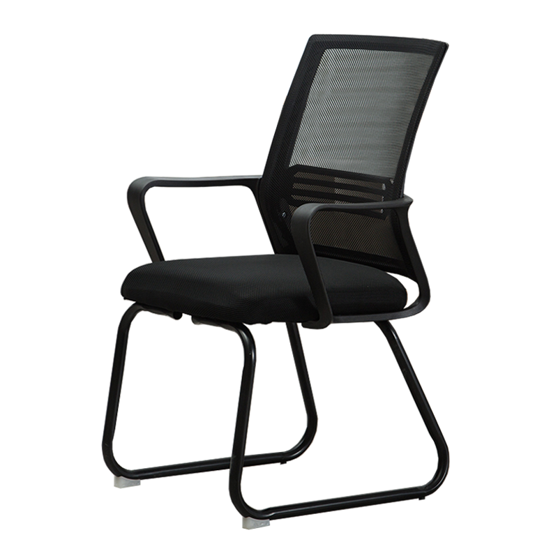 欧宝美人体工学办公椅电脑椅职员会议椅弓形网布椅家用黑色