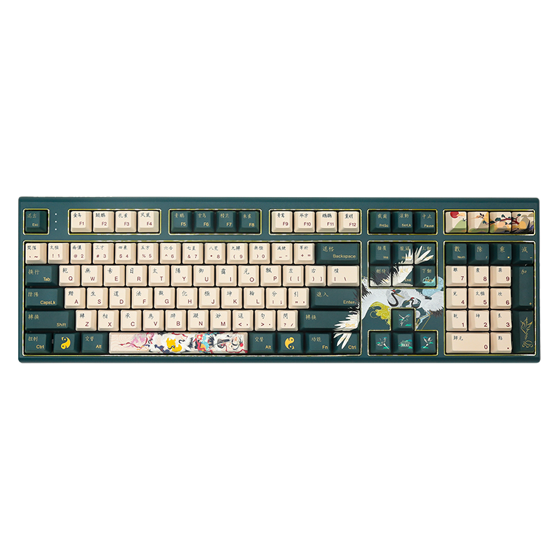 阿米洛（Varmilo） 中国娘魅系列问鹤键键盘机械游戏键盘年终礼品键盘 静电容V2玫瑰红轴(有线版)