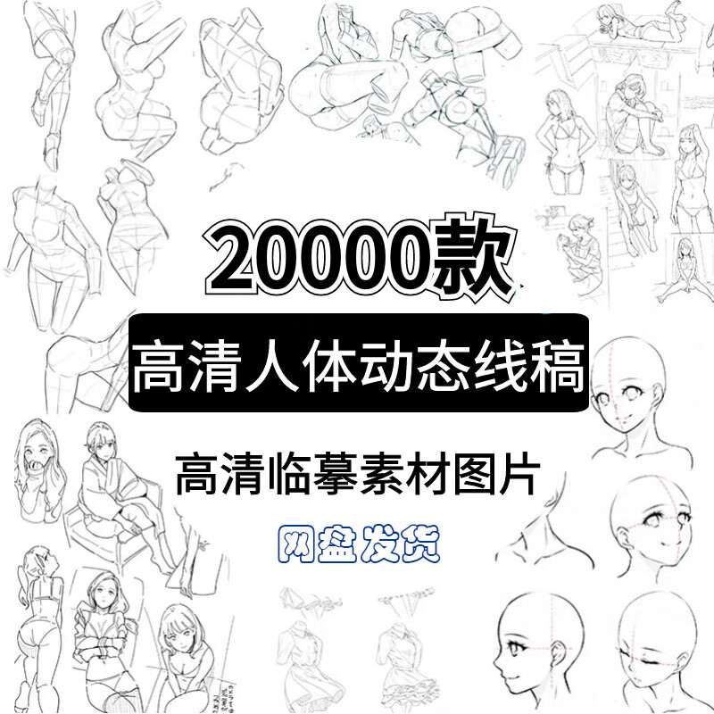 人体线稿临摹素材结构图人物动漫动态电子版练习速写图片漫画手绘