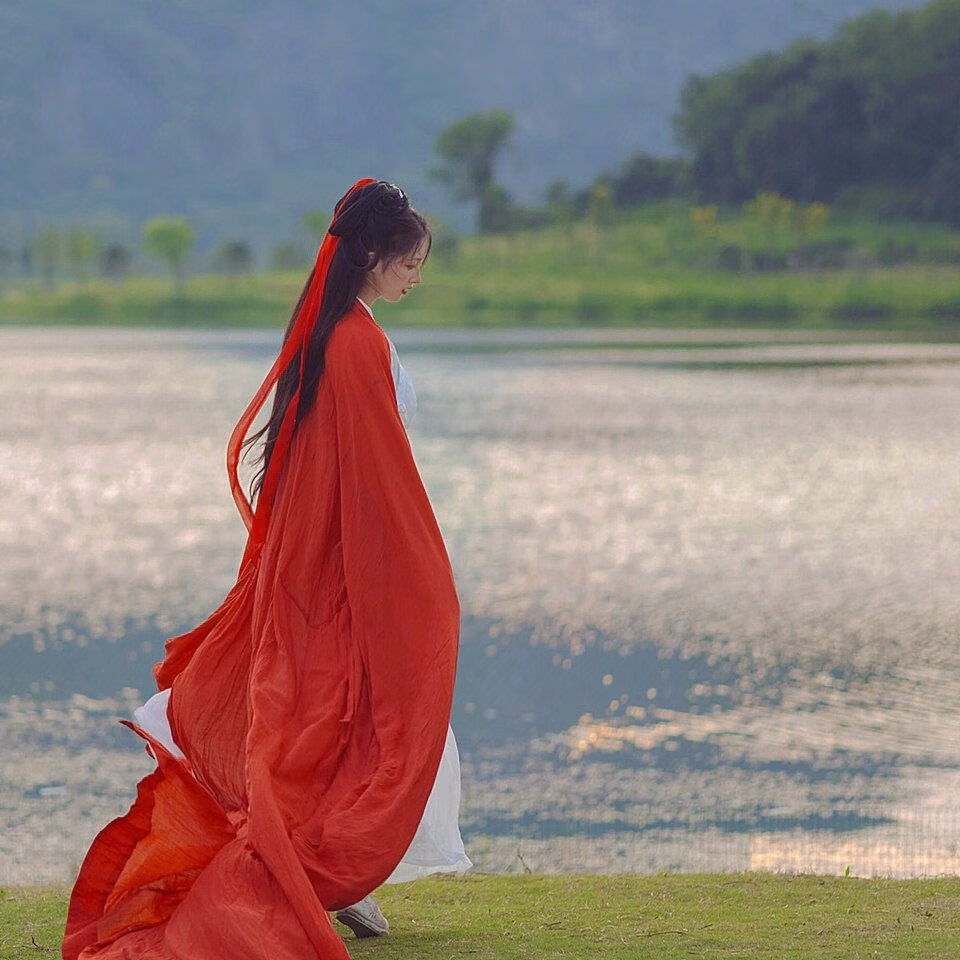 湘默战国袍【醉红颜】拖尾汉服女超仙直裾大袖衫仙气古风女侠古装民族