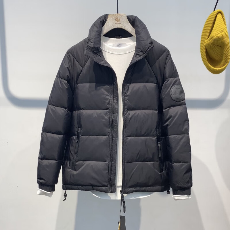 凯姿瑜无帽没有帽不戴帽子的羽绒服男士青年立领冬季韩版时尚帅气白