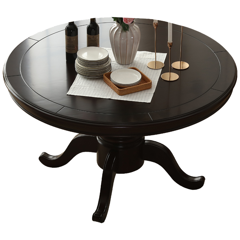 方寸毫厘 圆桌 实木圆餐桌 大圆桌子美式实木餐桌家用餐台可选餐桌椅组合 1.2米大圆桌+6*双叉实木椅