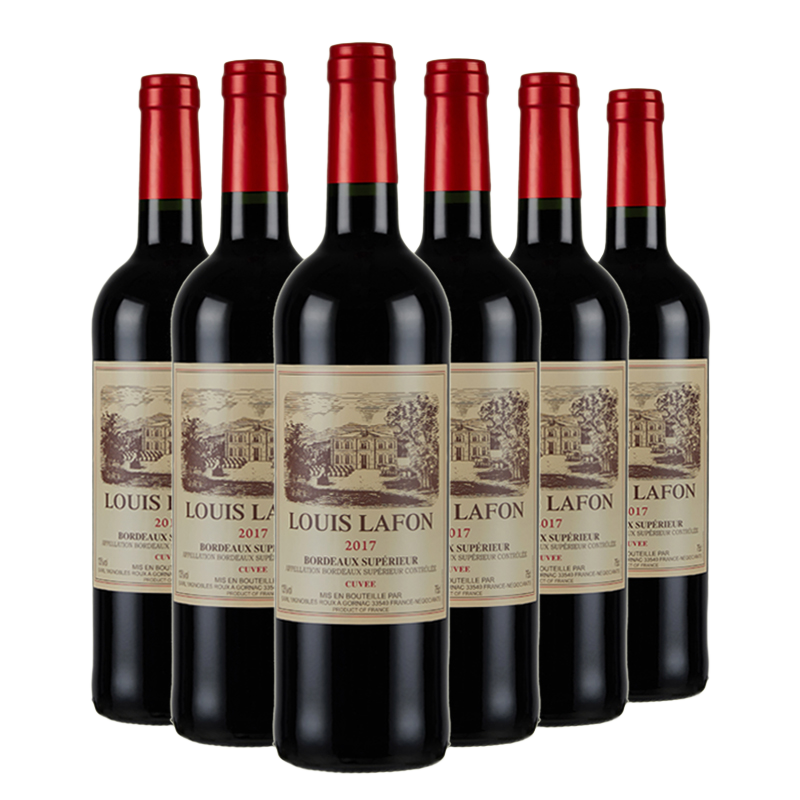 路易拉菲（LOUIS LAFON）法国原瓶进口红酒波尔多14度干红葡萄酒750ml*6整箱礼盒年货送礼